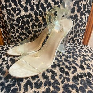 Clear ankle strap sandals